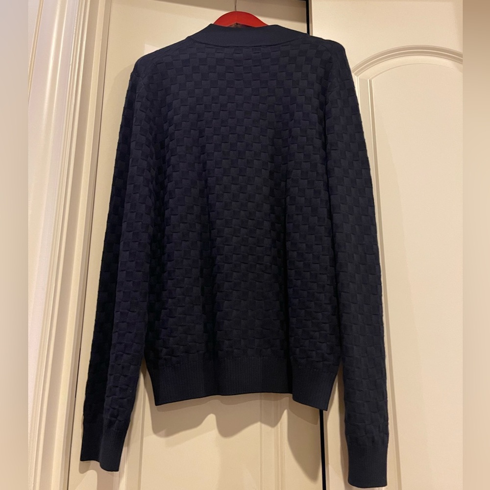 Louis Vuitton Dark Blue Checkered Zip-Up Sweater - Picture 2 of 16